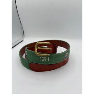 Smathers & Branson 1914 Golf Needlepoint Leather Belt Mens Size 40 Brass Buckle